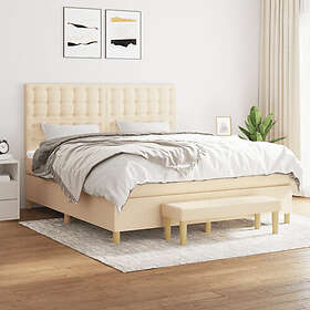 vidaXL Ramsäng med madrass gräddvit 160x200 cm tyg