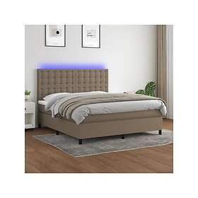vidaXL Ramsäng med madrass & LED taupe 160x200 cm tyg