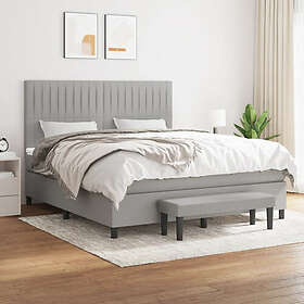 vidaXL Ramsäng med madrass ljusgrå 160x200 cm tyg