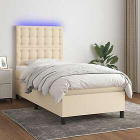 vidaXL Ramsäng med madrass & LED gräddvit 80x200 cm tyg