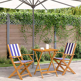 vidaXL Caféset 3 delar blå och vit tyg massivt trä 3281813