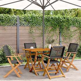 vidaXL Garden Dining Set 5 Pieces Black Faux Rattan/Solid Wood 3281694