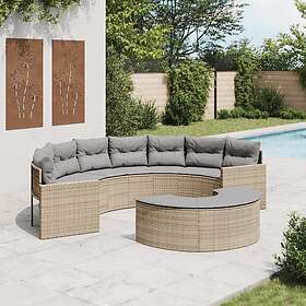 vidaXL Loungegrupp för trädgården 2 delar beige halvrund konstrotting 3262063