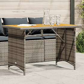 vidaXL Trädgårdsbord med träskiva grå 110x68x70 cm konstrotting 366356