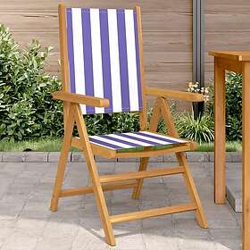 vidaXL Trädgårdsstolar 2 st massiv akacia och tyg blå vit 367662