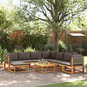 vidaXL Loungegrupp för trädgården med dynor 9 delar massivt akaciaträ 3278907