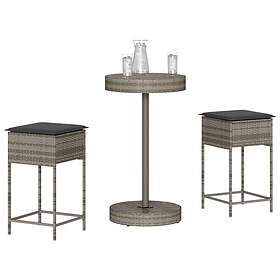 vidaXL Bargrupp för trädgården med dynor 3 delar grå konstrotting 3261442