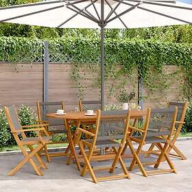 vidaXL Matgrupp för trädgården 7 delar grå polypropen och massivt trä 3281710