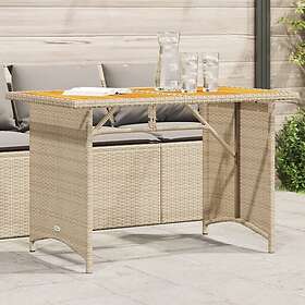 vidaXL Trädgårdsbord med träskiva beige 110x68x70 cm konstrotting 366357