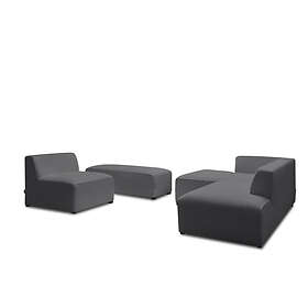 Bobochic Canapé d'angle fixe modulable MEGEVE tissu bouclette avec 1 chauffeuse et pouf