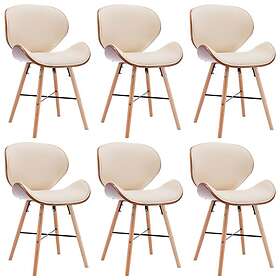 vidaXL Matstolar 6 st gräddvit konstläder och böjträ 279500