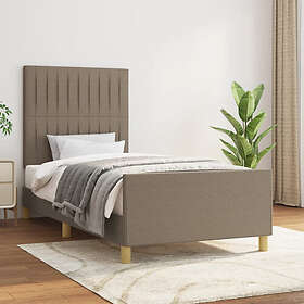 vidaXL Sängram med huvudgavel taupe 100x200 cm tyg