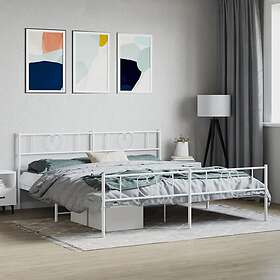 Sängram med huvudgavel och fotgavel vit metall 183x213 cm