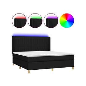 Ramsäng med madrass & LED svart 160x200 cm tyg