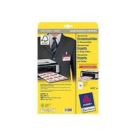 Avery Badge nominatif carte d'insertion 90x54mm blanc L4727-20 200pcs