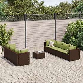 vidaXL Loungegrupp för trädgården med dynor 8 delar konstrotting brun 3308038