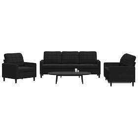 vidaXL Soffgrupp med dynor 3 delar svart sammet 3278356