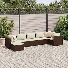 vidaXL Loungegrupp för trädgården med dynor 7 delar konstrotting brun 3308225