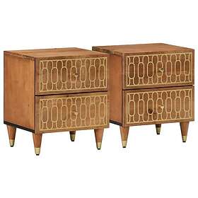 vidaXL Nattduksbord 2 st 40x33x46 cm massivt mangoträ 358283