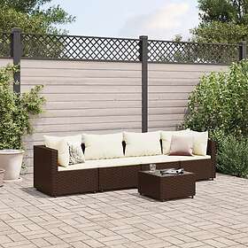 vidaXL Loungegrupp med dynor 5 delar brun konstrotting 3308009