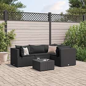 vidaXL Loungegrupp med dynor 5 delar konstrotting svart 3308083
