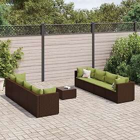 vidaXL Loungegrupp för trädgården med dynor 9 delar konstrotting brun 3308046