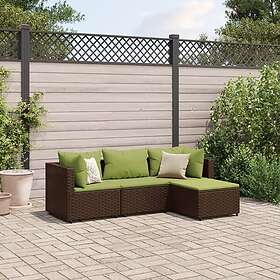 vidaXL Loungegrupp för trädgården med dynor 4 delar konstrotting brun 3308054
