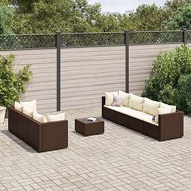 vidaXL Loungegrupp för trädgården med dynor 8 delar konstrotting brun 3308033