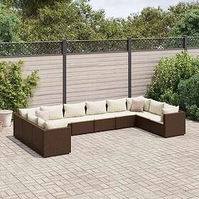 vidaXL Loungegrupp för trädgården med dynor 10 delar konstrotting brun 3308281