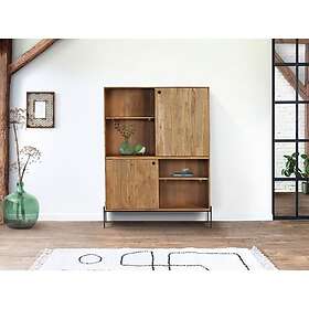 Bobochic Buffet haut 2 portes coulissantes 120 cm BAZILE bois massif d'acacia