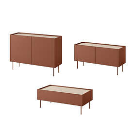 Bobochic Ensemble ATLAS avec buffet 120 cm meuble TV 120 cm table basse 120 cm rouge