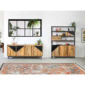 Bobochic Ensemble BILBAO avec buffet 200 cm bibliothèque H.190 cm bois massif de manguier