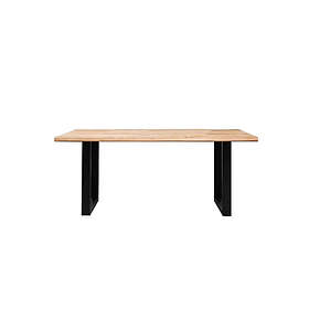 Bobochic Table à manger pieds carrés extensible AWANI Chêne massif et métal 180 + 2 allonges de 40 cm