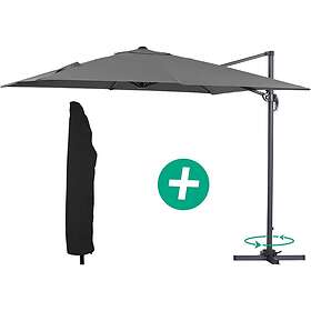 Habitat et Jardin Parasol déporté Alu Sun 3 Carré 3 x 3 m Gris housse de protection