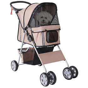 PawHut Poussette buggy pliable pour Marron tissu chiens 600D Oxford imperméable roues 4