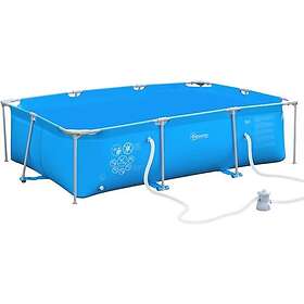 Outsunny Piscine tubulaire hors sol rectangulaire cadre en métal avec filtre 252L x 152l 65H cm bleu 152L