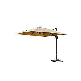 Outsunny Parasol déporté carré inclinable pivotant 360° manivelle piètement acier dim. 2,95L x 2,95l x 2,66H m beige