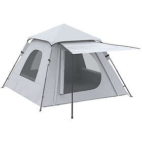 Outsunny Tente de camping automatique pop up 2-3 pers. porche, sac de transport dim. 210L x 210l x 150H cm gris clair