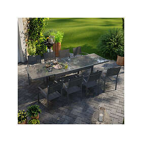 Avril Paris Table de jardin extensible aluminium 270cm 8 fauteuils empilables textilène anthracite lio 8 Noir