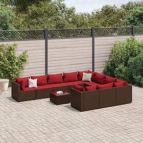 vidaXL Loungegrupp för trädgården 11 delar brun konstrotting 3308341