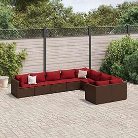 vidaXL Loungegrupp för trädgården med dynor 9 delar konstrotting brun 3308317