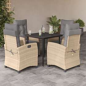 vidaXL Matgrupp för trädgården med dynor 5 delar mixbeige konstrotting 3213017