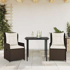 vidaXL Matgrupp för trädgården med dynor 3 delar konstrottning brun 3262840