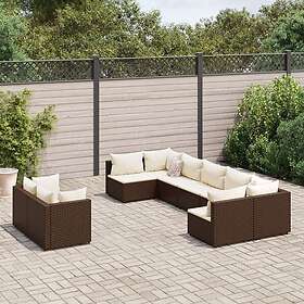 vidaXL Loungegrupp för trädgården med dynor 9 delar konstrotting brun 3308297