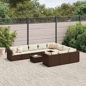 vidaXL Loungegrupp för trädgården 11 delar brun konstrotting 3308337