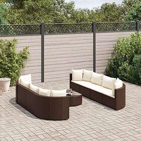 vidaXL Loungegrupp för trädgården med dynor 9 delar konstrotting brun 3308425