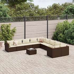 vidaXL Loungegrupp för trädgården 11 delar brun konstrotting 3308353