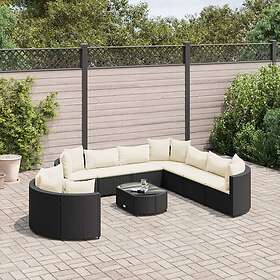 vidaXL Loungegrupp 10 delar med svarta dynor konstrotting 3308408