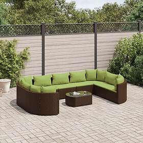 vidaXL Loungegrupp 10 delar med brun dynor konstrotting 3308406