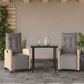 vidaXL Matgrupp för trädgården med dynor 3 delar mixbeige konstrotting 3213016